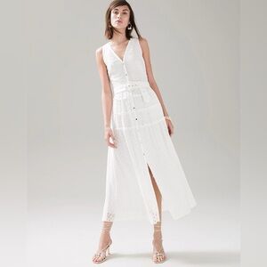 WHBM White Eyelet Midi Dress with Belt (M8)